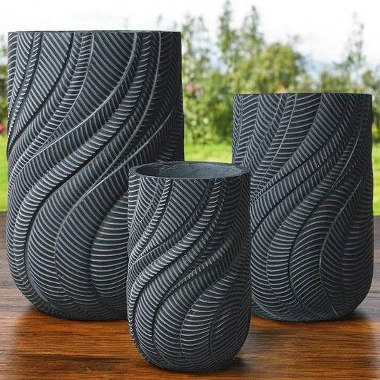 NOIRWAVE EMBOSSED PLANTER SET (L)
