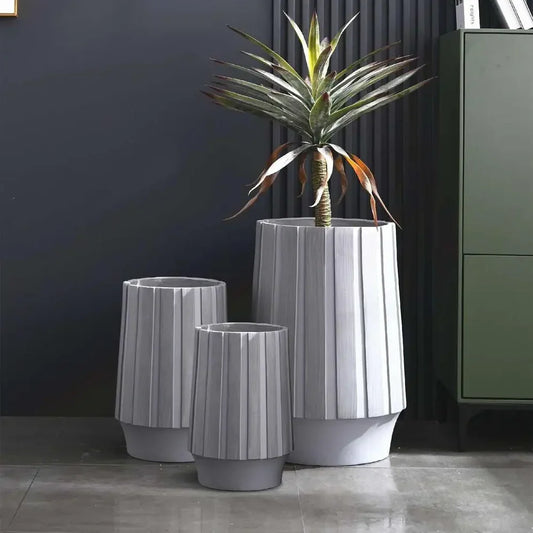 STRIPPED CEREMIC HARMONY PLANTER SET (M)