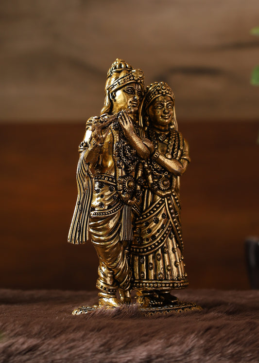 SuperFine Brass Radha Krishna On Chowki 6''