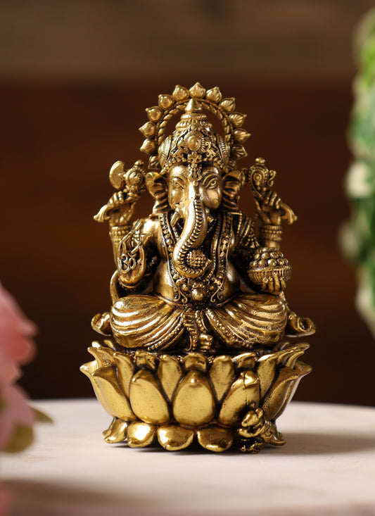 SuperFine Brass Ganesha 6"