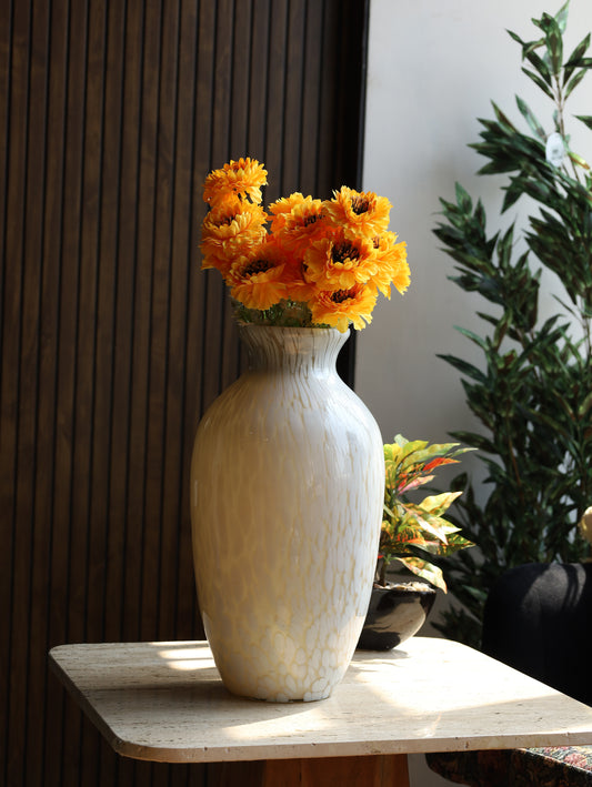 white Ivory Cascade Glass Vase