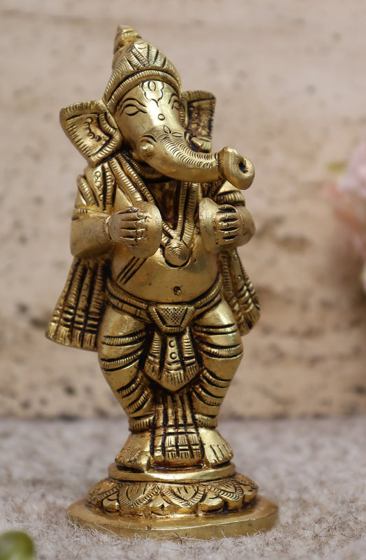 Ganesha Idol Playing Manjira