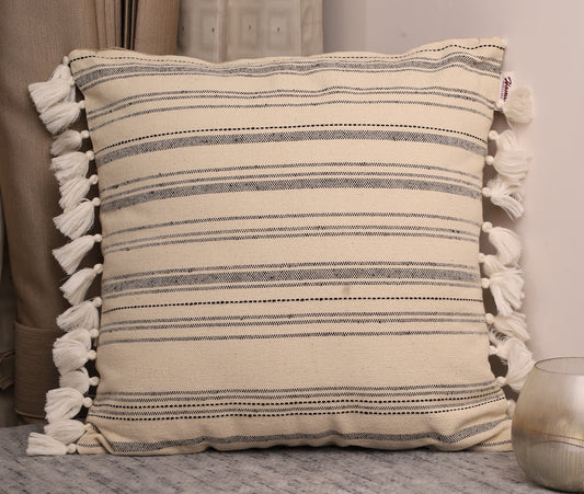 Ivory Stripes Elegance Cushion Cover(18x18)