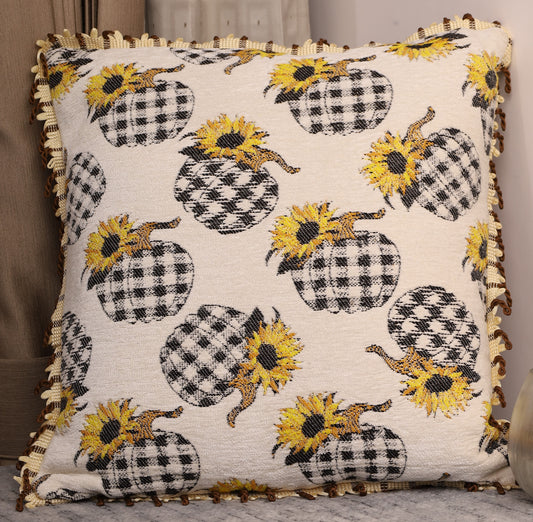 Sunflower Gingham Delight Cushion Cover(16x16)