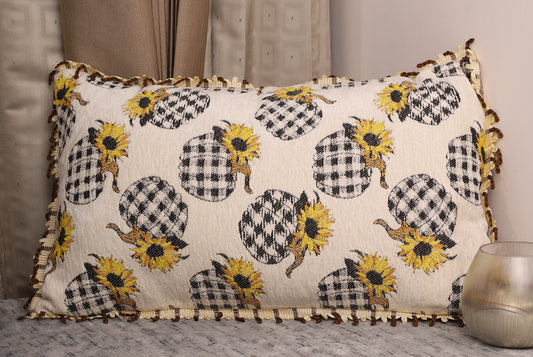 Sunflower Gingham Delight Cushion Cover(25x14)