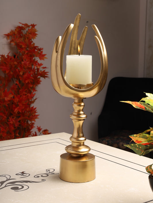 Golden Antler Brass Candle Holder 18''