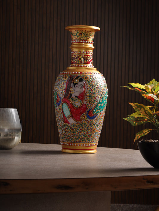 Intricate Marble Statement Vase 18"