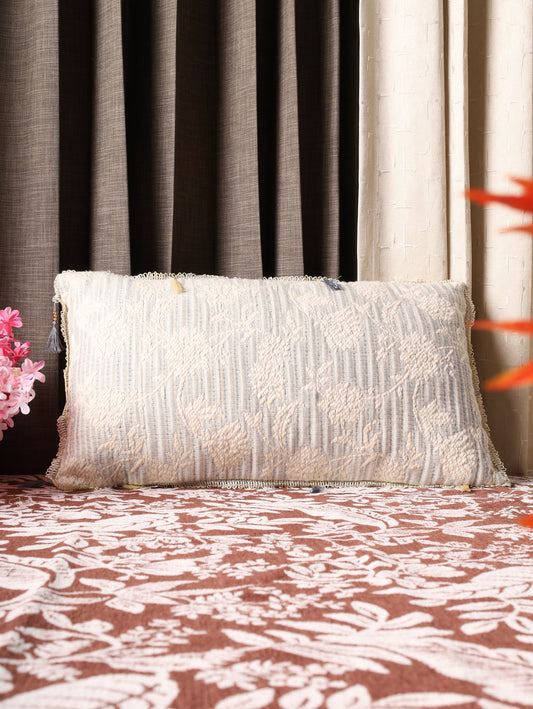 Floral Mist Embroidered Cushion Cover(25x14)