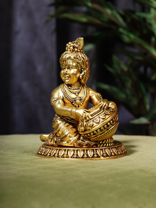 SuperFine Brass Krishna Eating Makhan